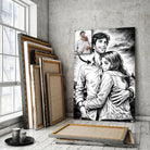 portrait-personnalise-manga-retro-noir-et-blanc Toile Unique
