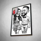 Portrait personnalisé style caricature noir et blanc Toile Unique