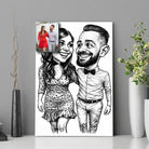 Portrait personnalisé style caricature noir et blanc Toile Unique