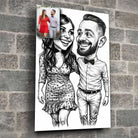 Portrait personnalisé style caricature noir et blanc Toile Unique