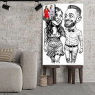 Portrait personnalisé style caricature noir et blanc Toile Unique