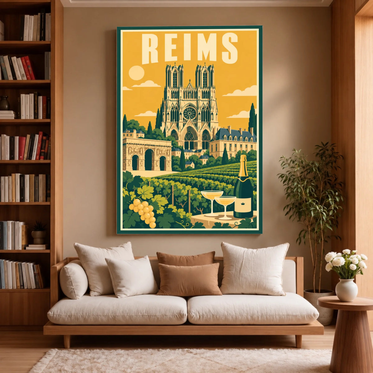 Toile accrochée dans salon