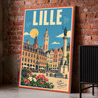 Toile posée au sol sur un mur brique