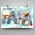 Tableau Famille - Lettres PAPA Photo personnalisée - Toile Unique