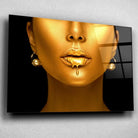Tableau Femme maquillage en or - Toile Unique