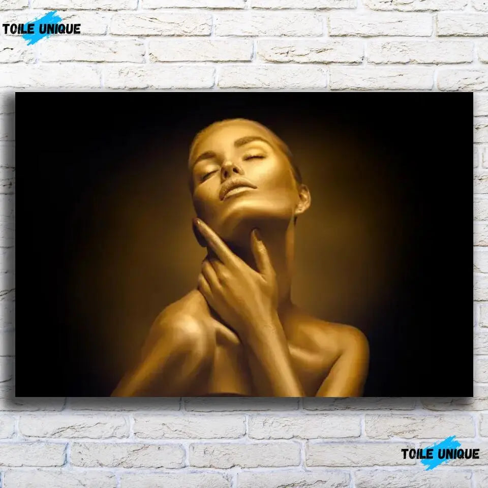 Tableau Femme sensuelle en or - Toile Unique