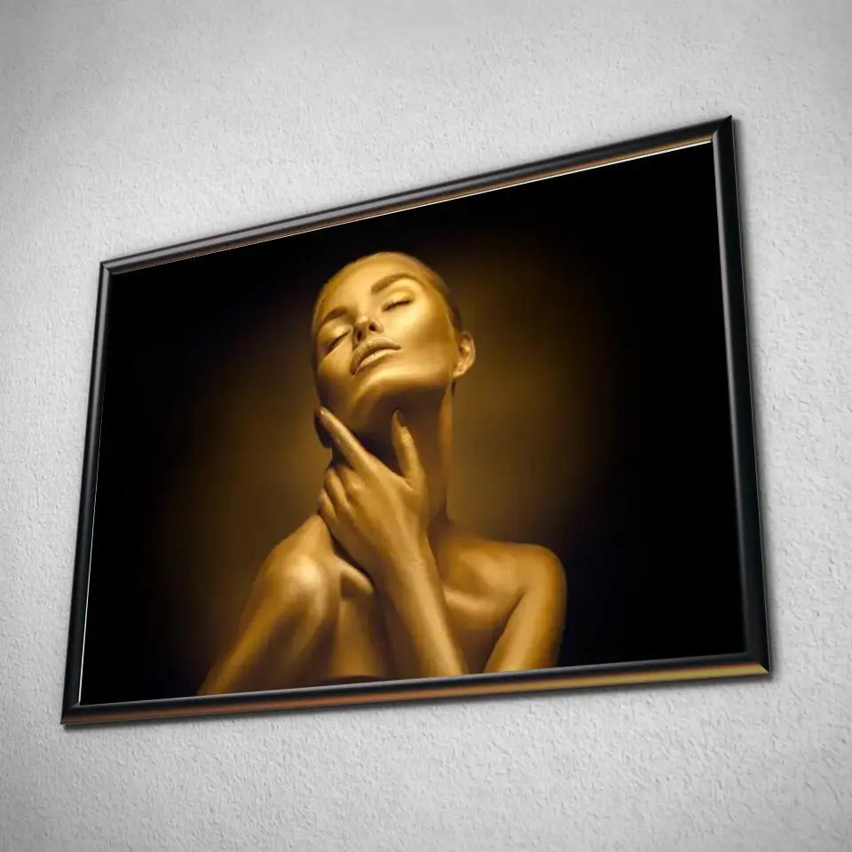 Tableau Femme sensuelle en or - Toile Unique