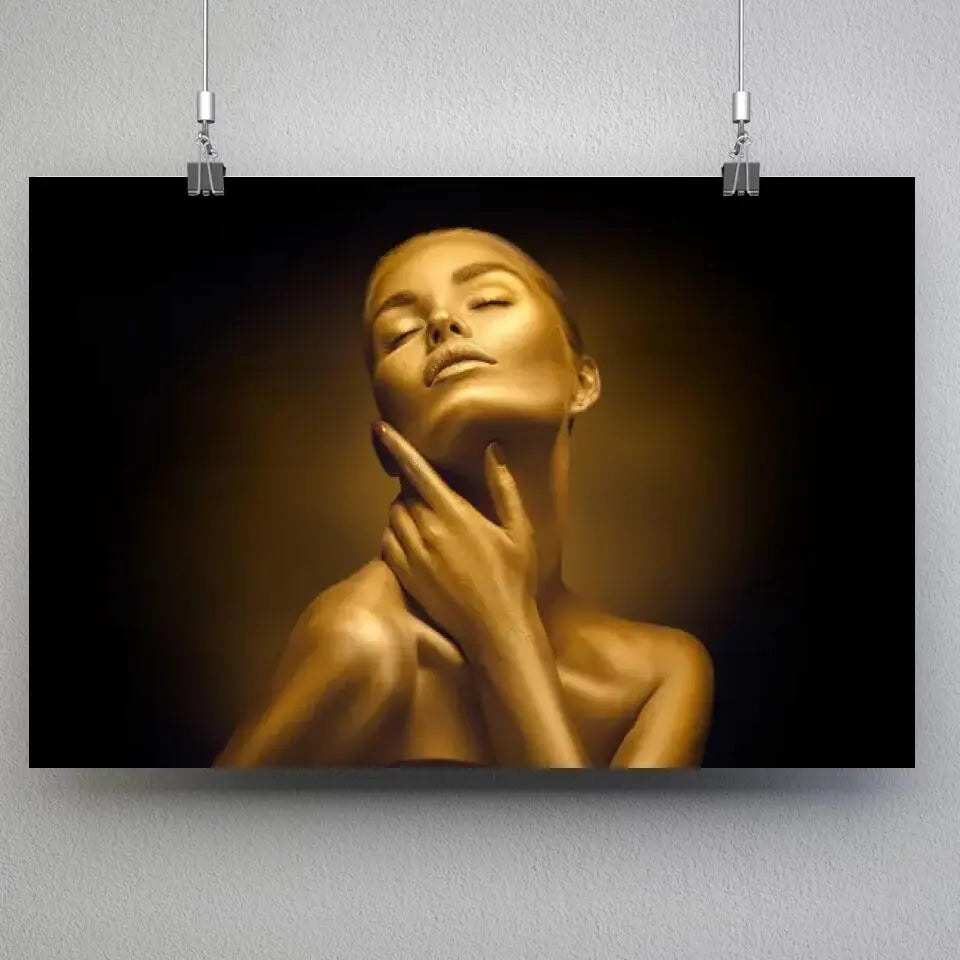 Tableau Femme sensuelle en or - Toile Unique