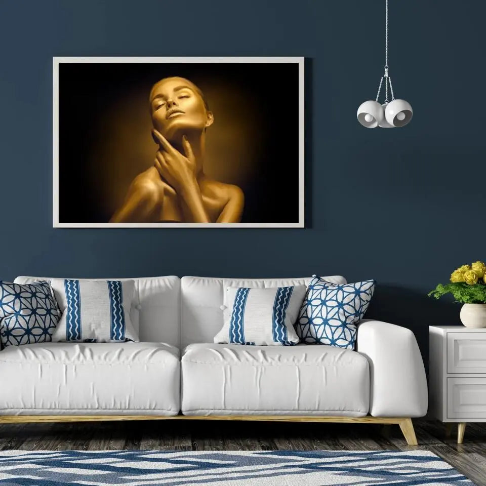 Tableau Femme sensuelle en or - Toile Unique
