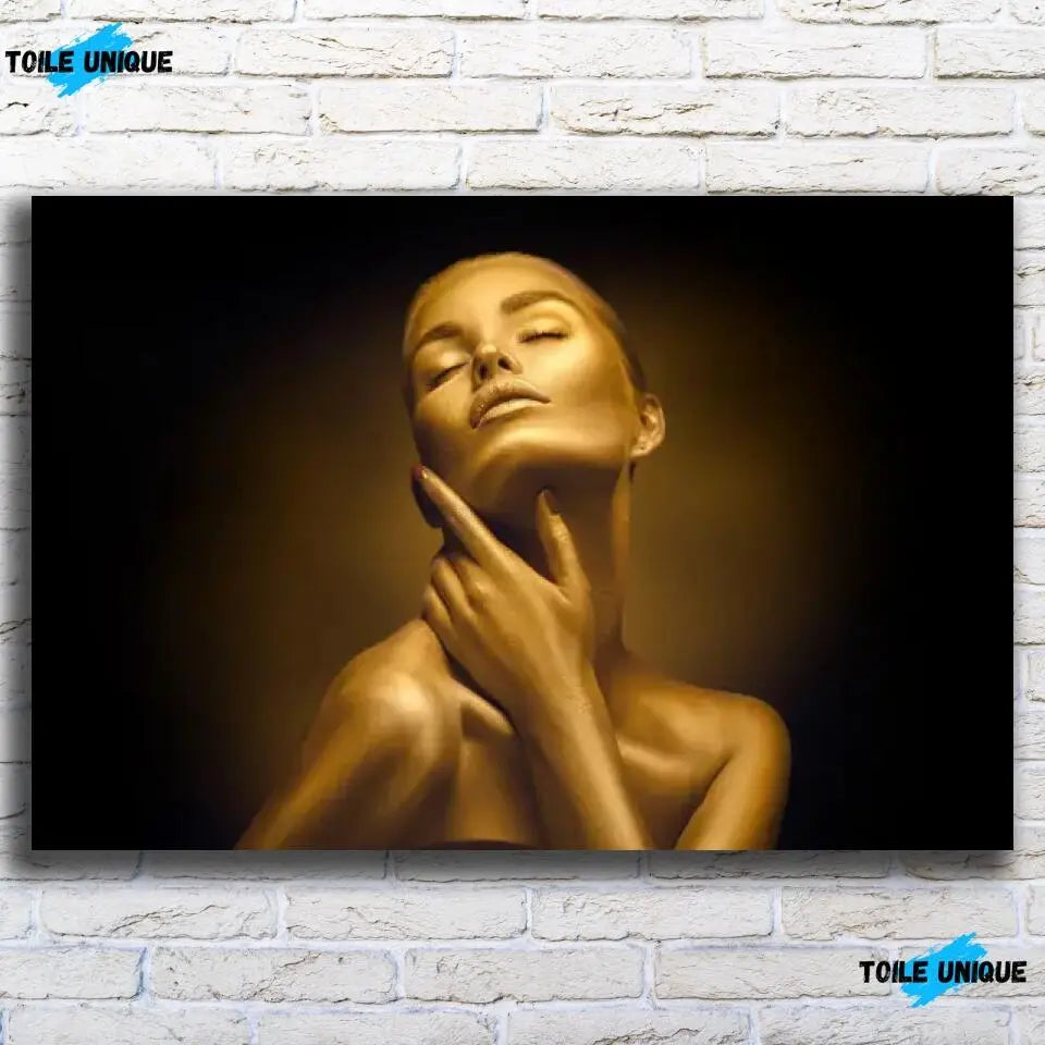 Tableau Femme sensuelle en or - Toile Unique