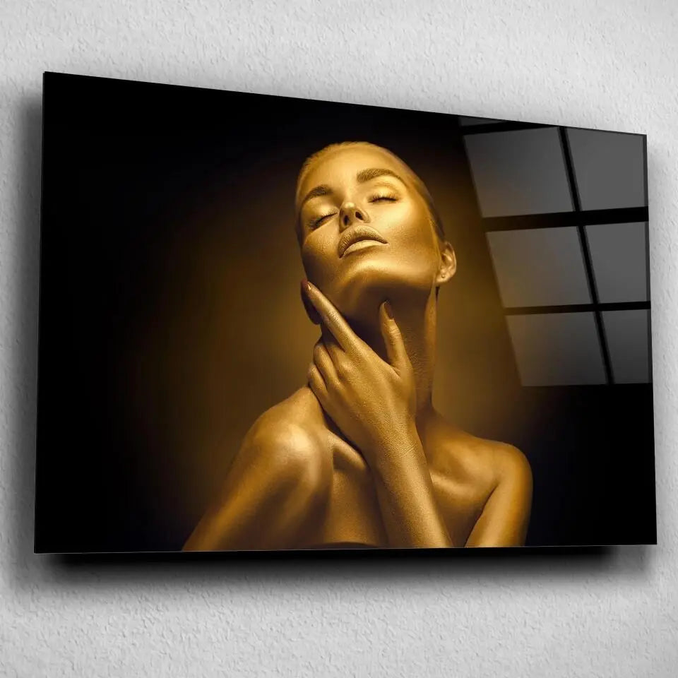 Tableau Femme sensuelle en or - Toile Unique