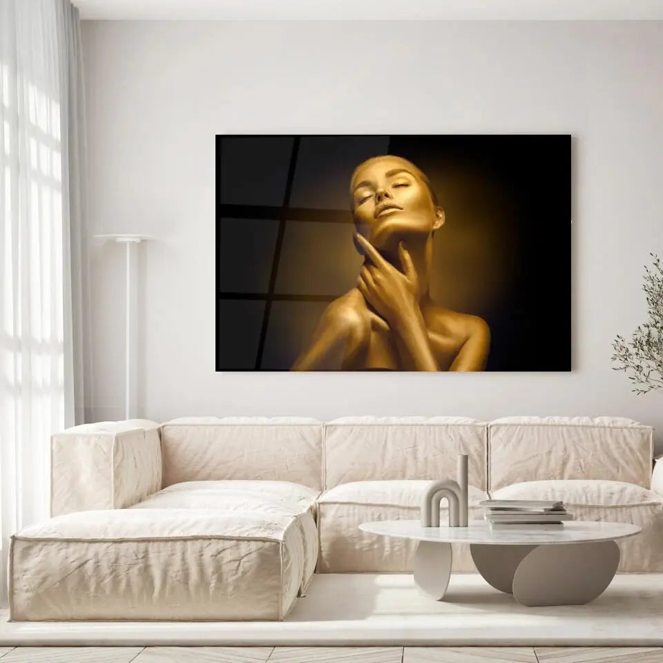 Tableau Femme sensuelle en or - Toile Unique