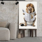 Tableau Lion aux toilettes - Toile Unique