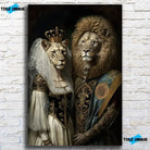 Tableau de Mariage Royal Lion et Lionne - Toile Unique