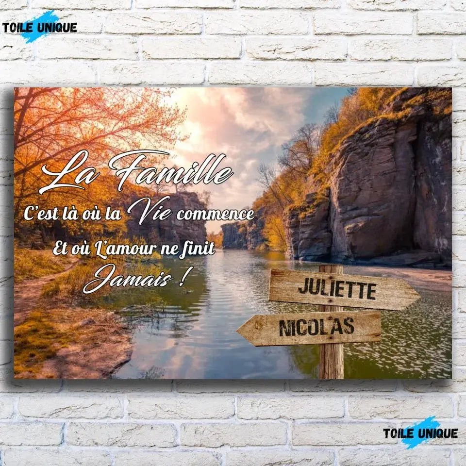 Tableau prénoms - rivière (famille) Toile Unique.fr
