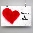 Affiche cœur mural personnalisée couple, suspendue avec pinces