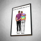 Affiche personnalisée couple hommes dans un cadre noir, inclinée