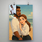 Affiche personnalisée style Disney, portrait de couple suspendu avec pinces