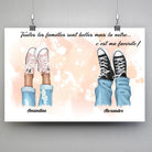 Affiche famille personnalisée chaussures, suspendue avec pinces