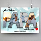 Affiche famille personnalisée lettres PAPA photo, suspendue avec pinces