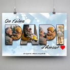 Affiche famille personnalisée lettres PAPI photo, suspendue avec pinces