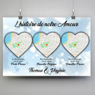 Affiche Lieu de Rencontre personnalisée histoire de notre amour, suspendue avec pinces