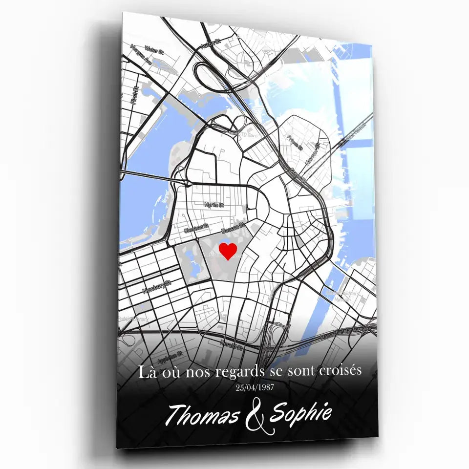 Affiche personnalisée lieu de rencontre, exemple de style clair, plan de ville