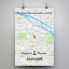 Affiche personnalisée maps style cadre total, suspendue avec pinces