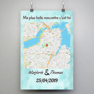 Affiche personnalisée maps style carré, suspendue avec pinces