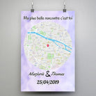 Affiche personnalisée maps style rond, suspendue avec pinces