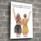 Affiche personnalisée meilleures amies dans un loft, mur de pierre grise, cadres empilés