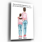 Affiche personnalisée mère et enfant, exemple avec prénoms différents, gros plan