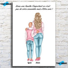 Affiche personnalisée mère et enfant sur mur de briques blanches, variante