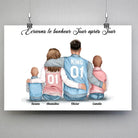 Affiche personnages famille personnalisée (2 enfants), suspendue avec pinces