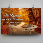 Affiche prénoms personnalisée route d'automne, suspendue avec pinces
