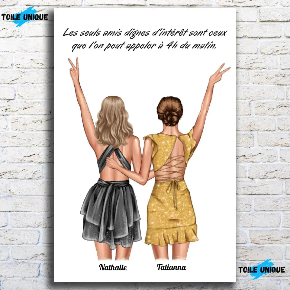 Grande affiche personnalisée meilleures amies accrochée au mur, salon bibliothèque, variante