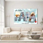 Grande toile famille personnalisée lettres PAPA photo accrochée au mur, salon lumineux