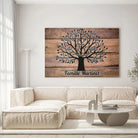 Grande toile prénoms personnalisée Arbre de Vie accrochée au mur, salon lumineux