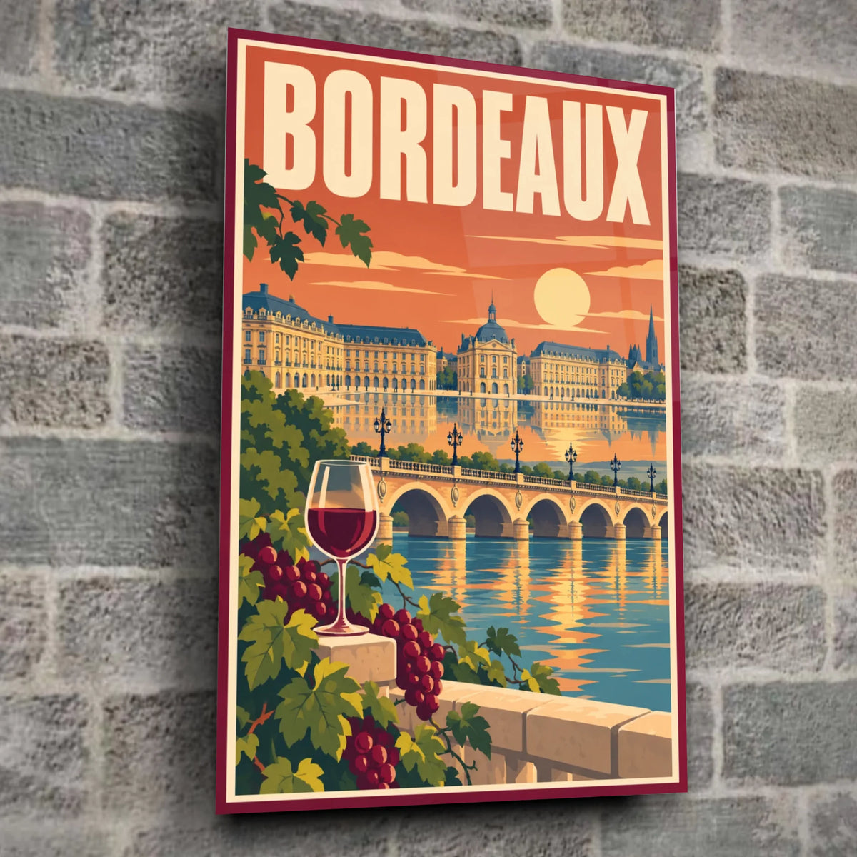 Tableau verre acrylique Bordeaux, gros plan