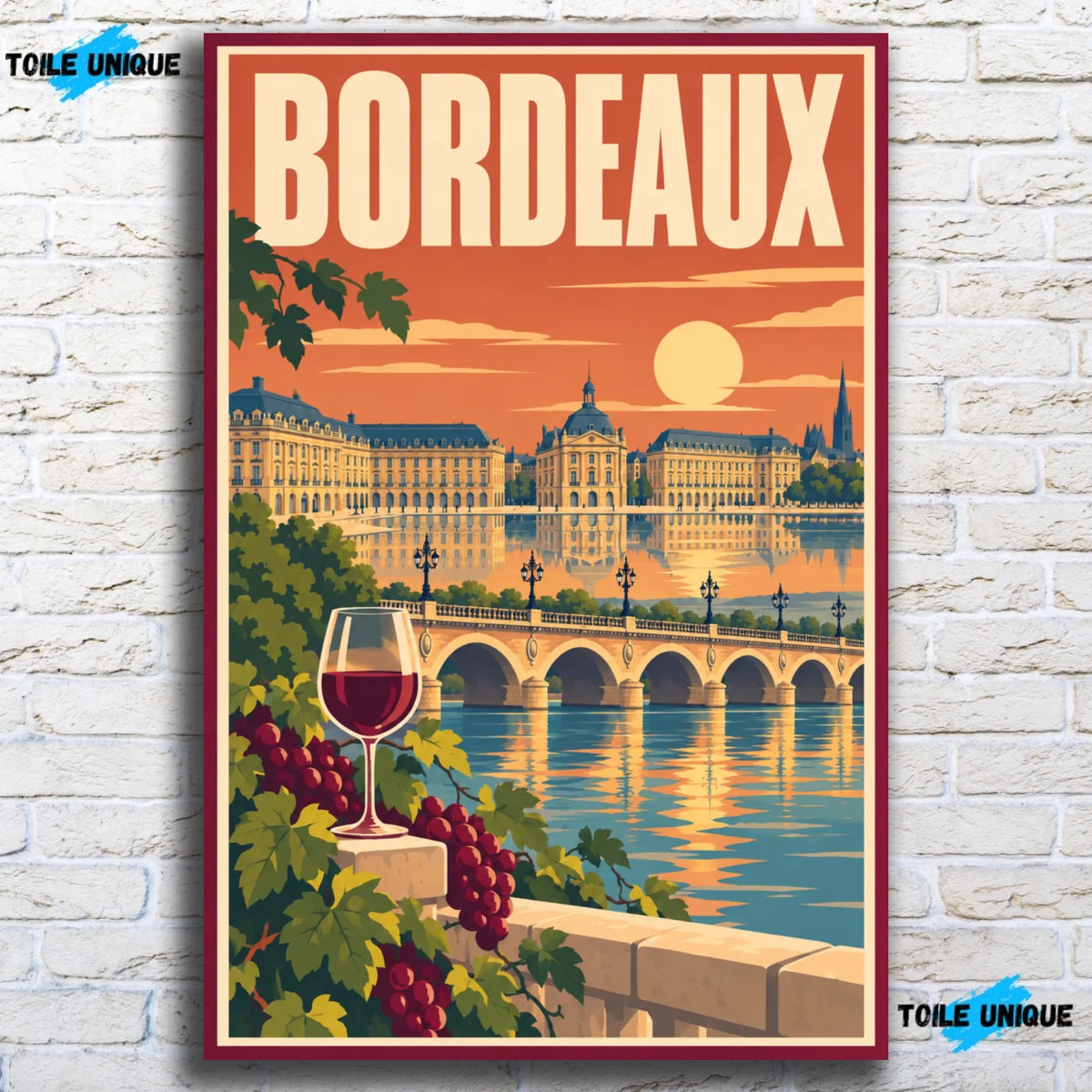 Tableau verre acrylique Bordeaux, vue de face