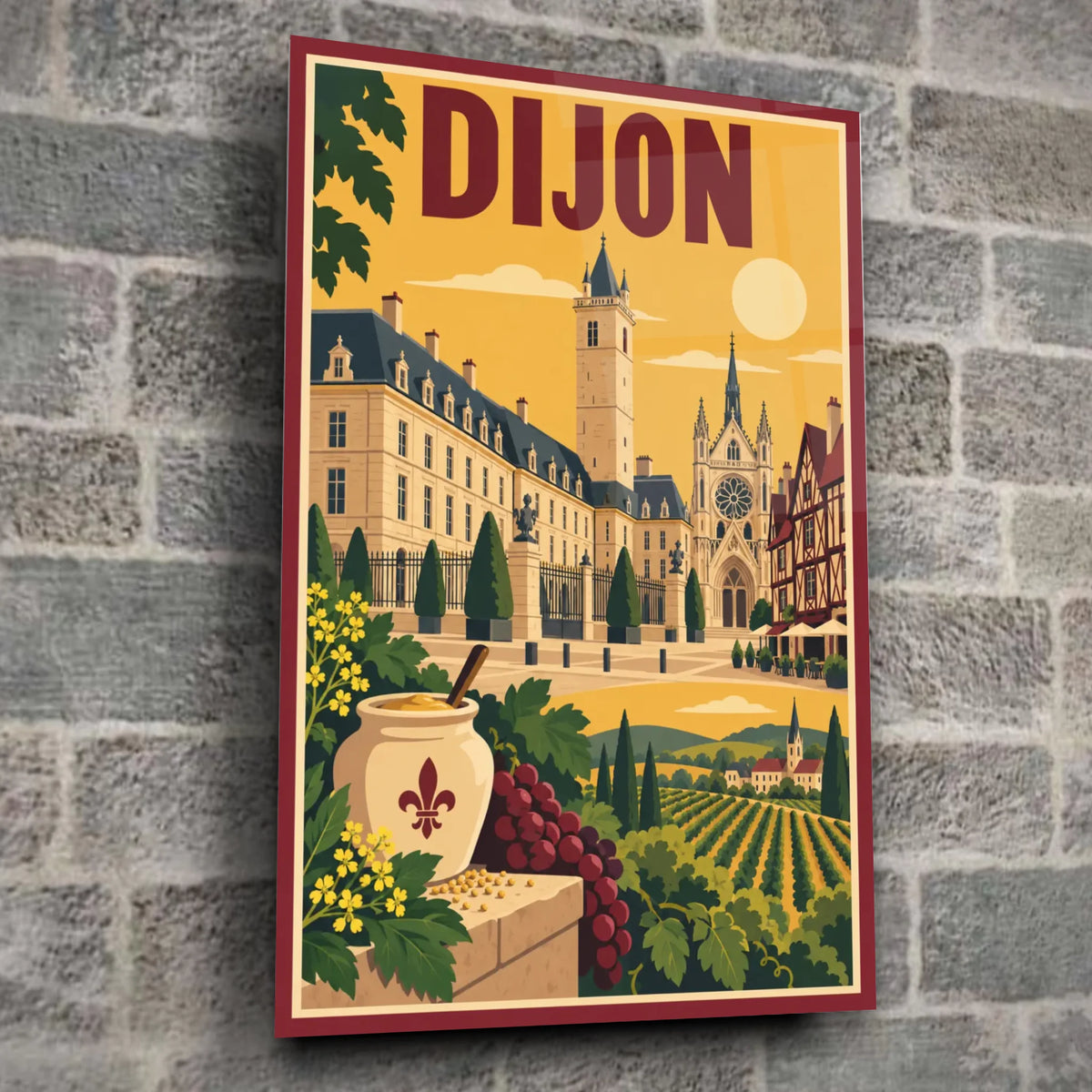 Tableau verre acrylique Dijon, gros plan