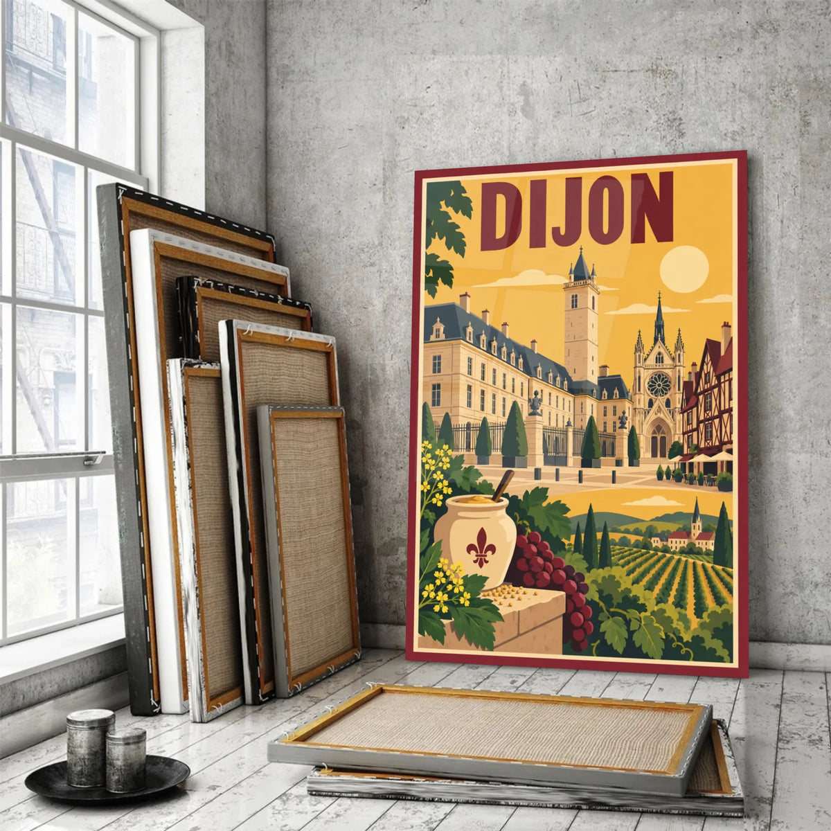 Tableau verre acrylique Dijon, incliné, variante
