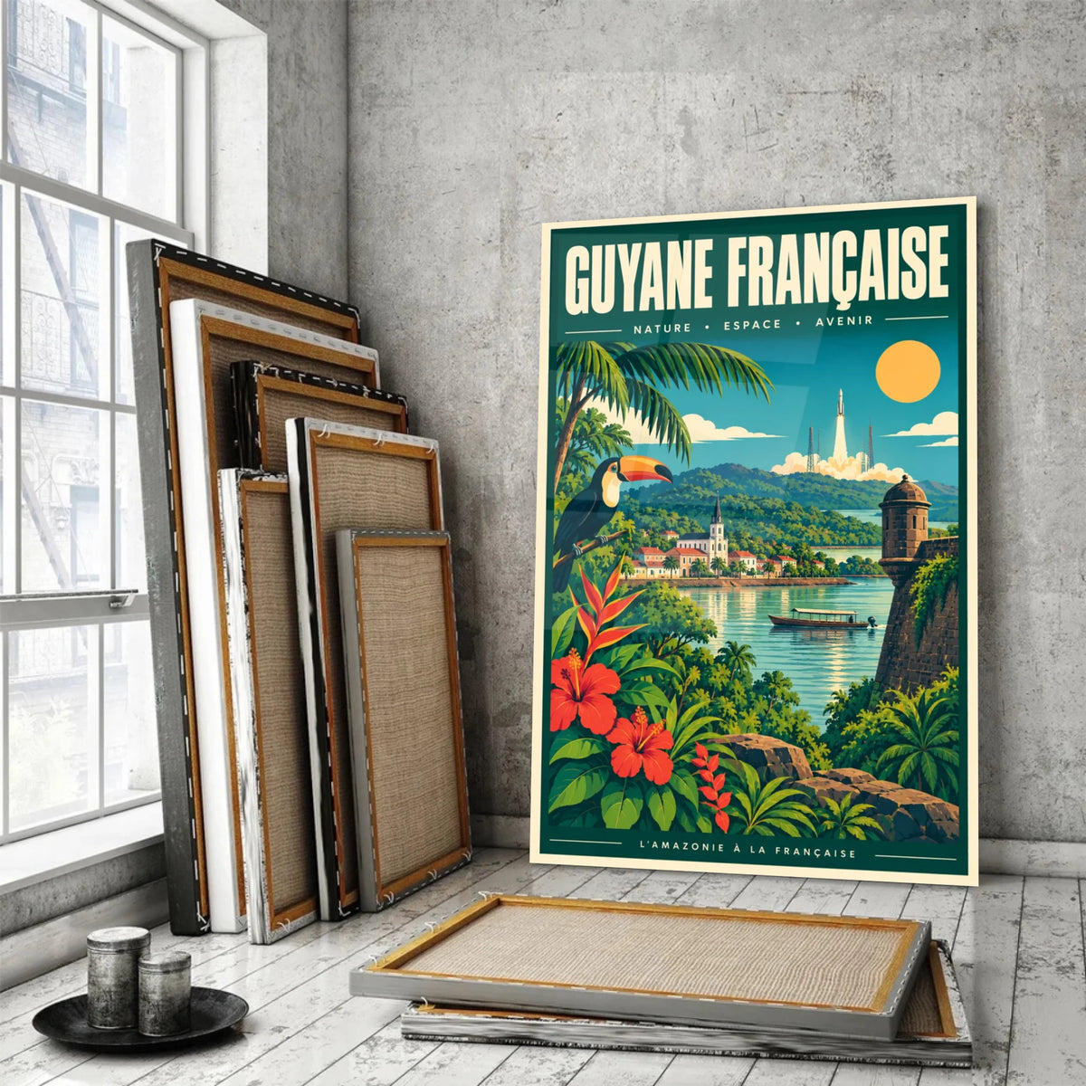 Tableau verre acrylique Guyane Française, incliné, variante