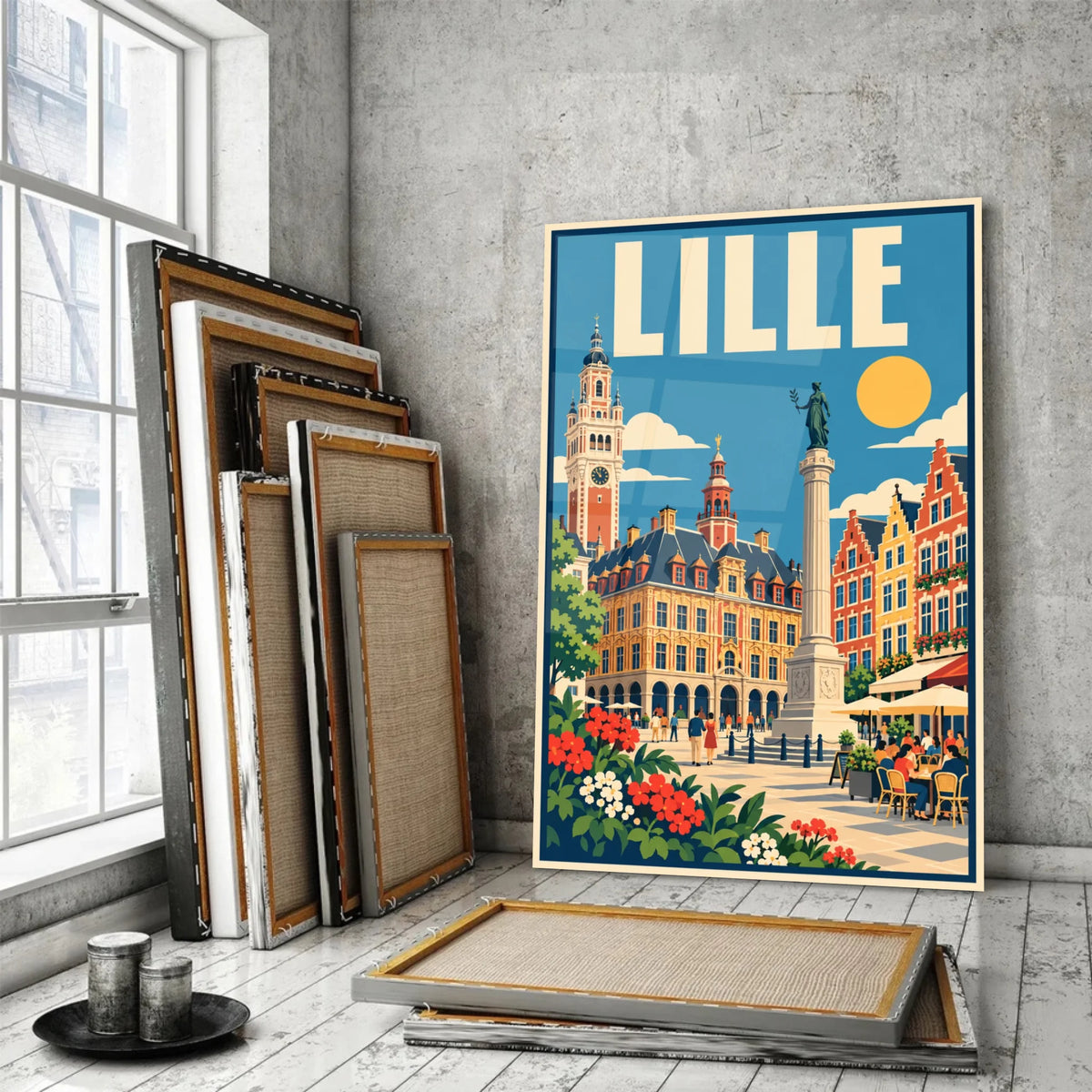Tableau verre acrylique Lille, incliné, variante