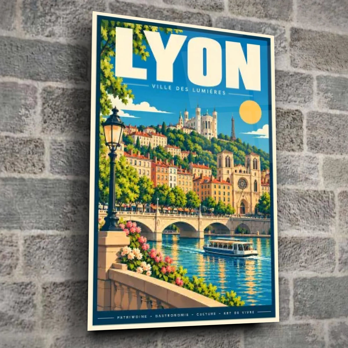 Tableau verre acrylique ville de Lyon, gros plan