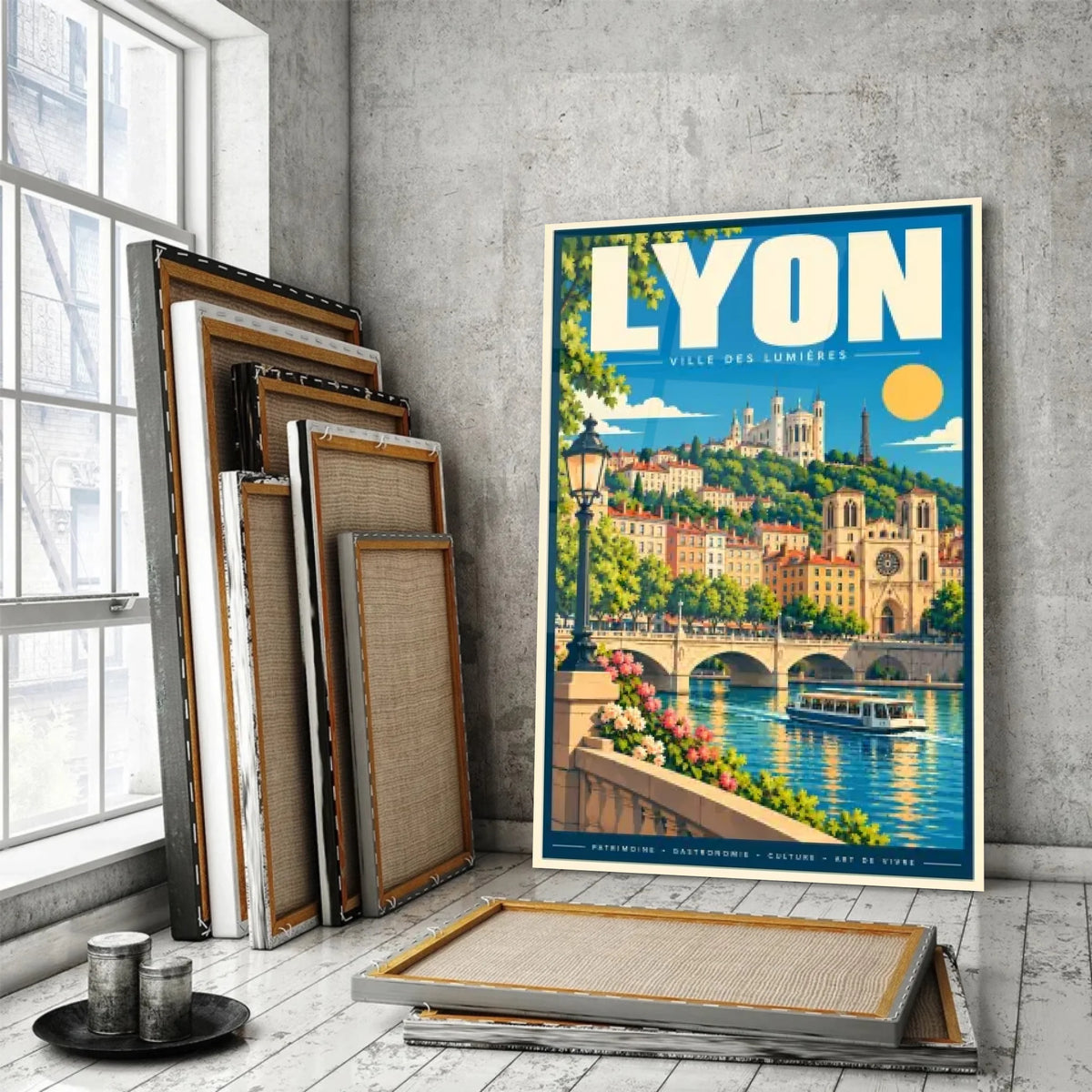 Tableau verre acrylique ville de Lyon, incliné, variante