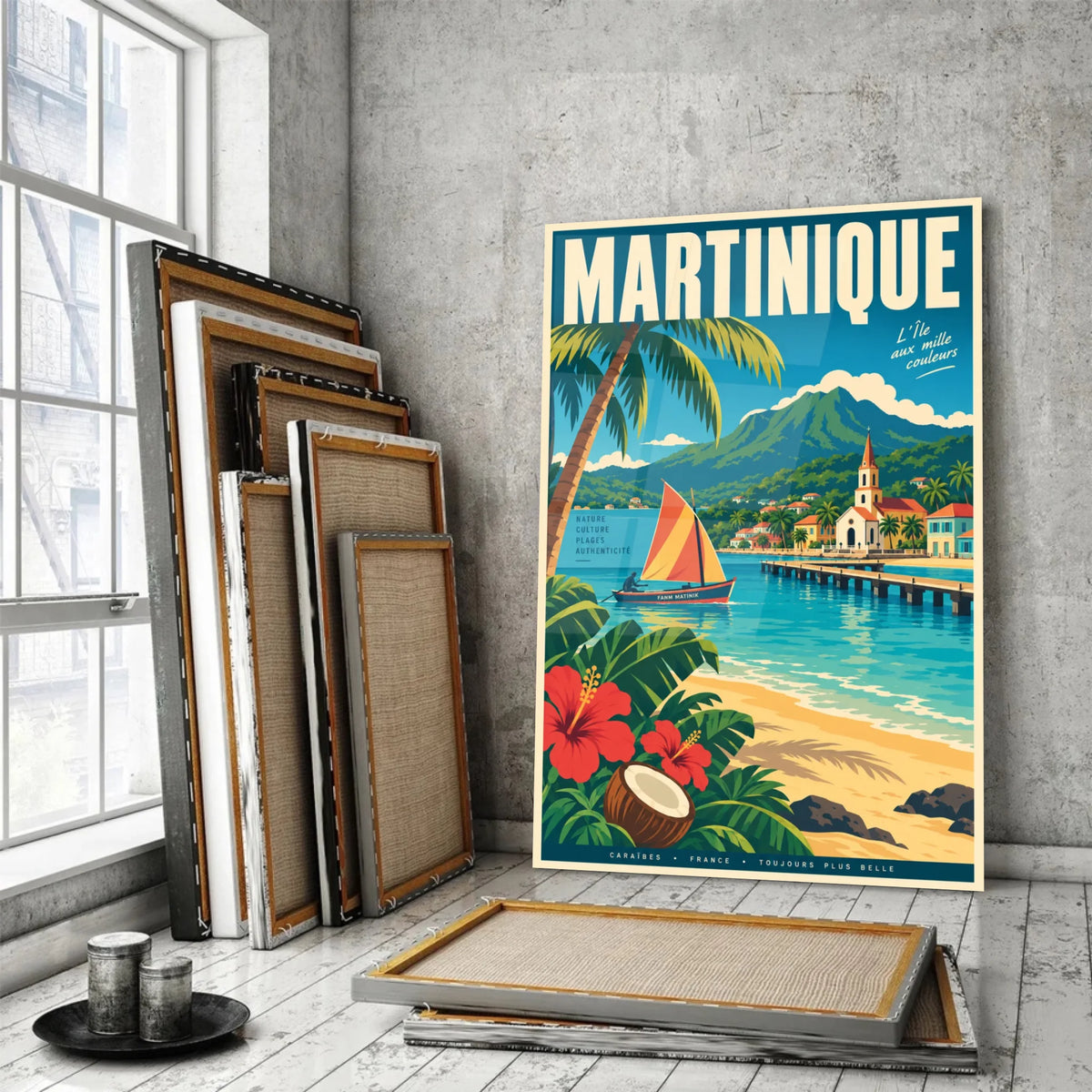 Tableau verre acrylique Martinique, incliné, variante