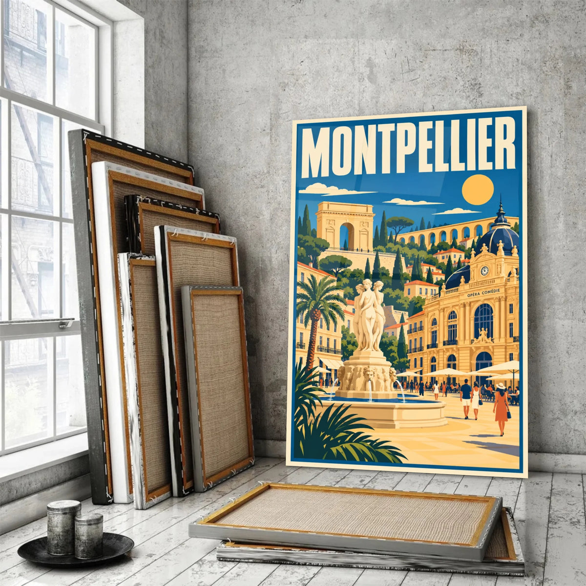 Tableau verre acrylique Montpellier, incliné, variante