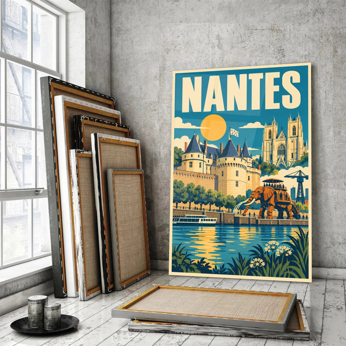 Tableau verre acrylique Nantes, incliné, variante