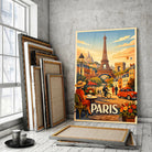 Tableau verre acrylique Paris terrasse Montmartre, incliné, variante